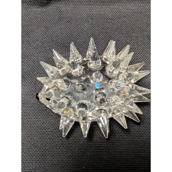Swarovski Crystal Hedgehog Figurine Spiky Clear w Black Eyes w Box Austria - Picture 2 of 8